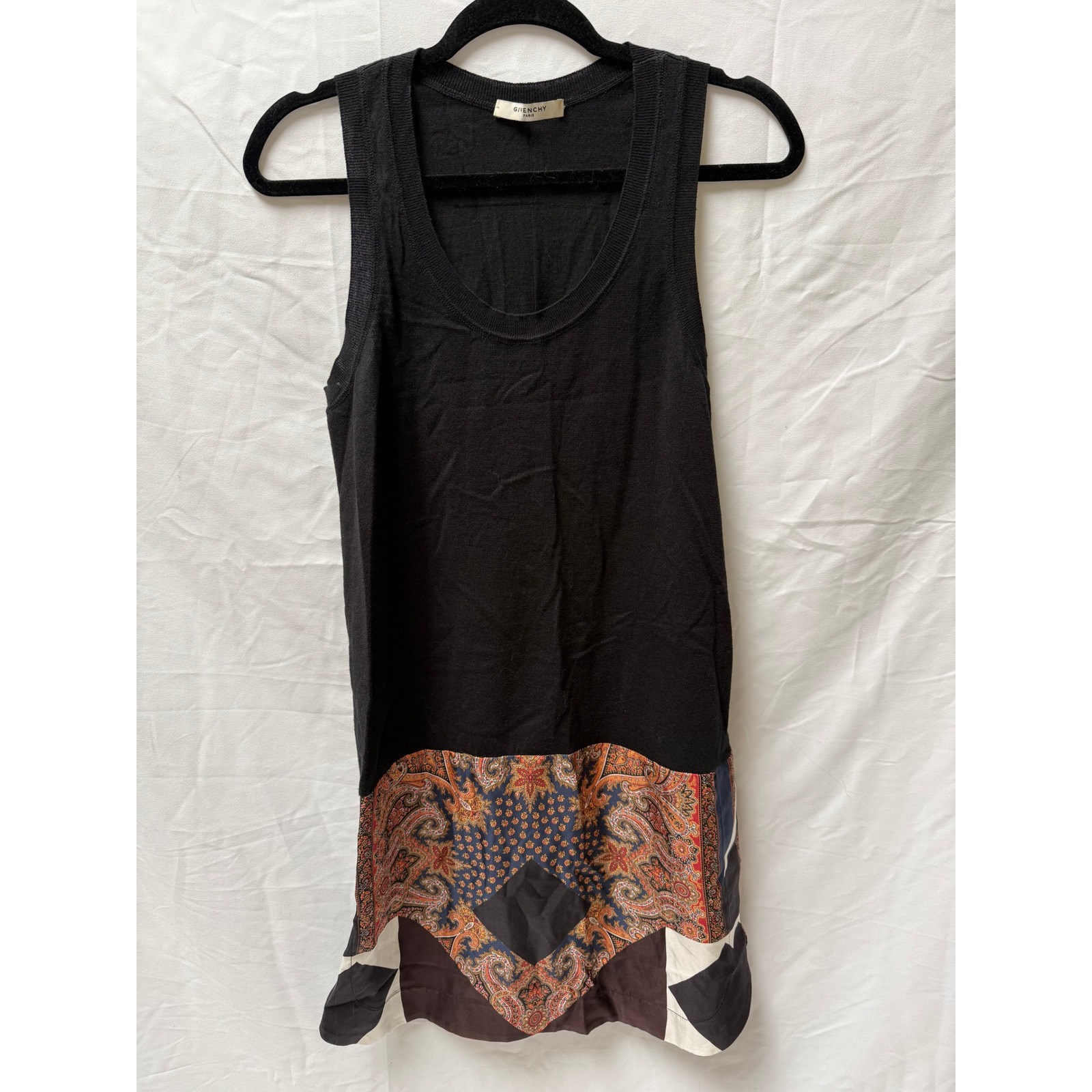 Givenchy Knit & Bandana Paisley Print Silk Tank Dress